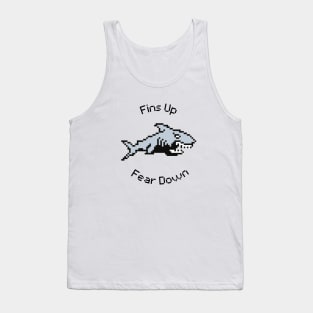 Pixel Shark Surge: Fins Up Fear Down Tank Top